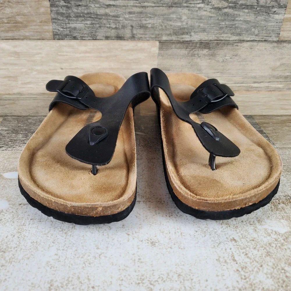 Cushionaire Thong Sandals Mens Sz 11‎ Black Slip On Flip Flop